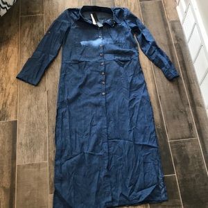 Long sleeve denim colored maxi